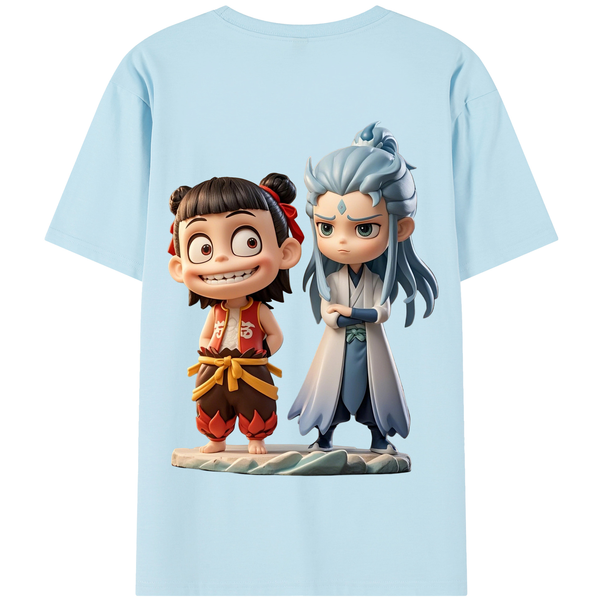 （画像用） Ne Zha 2 ナタ 魔童の大暴れ 綿100％半袖Tシャツ（背面プリント）
